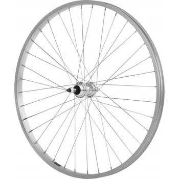 Cyklosvítilna ZADNÍ KOLO NA KOLO 28" PRO ŠROUBOVACÍ VÍCEKOLEČKO 6/7-RYCHLOSTNÍ STŘÍBRNÉ KL5