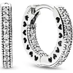 PANDORA náušnice Srdíčka PANDORA kroužky