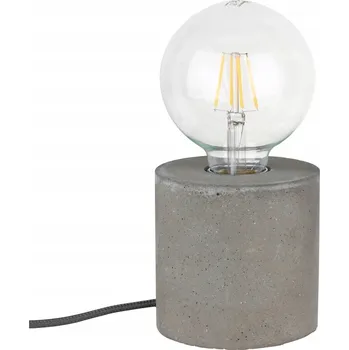 Lampička Robustní Kulatá Stolní Lampa 1xE27 Max.25W Šedý Beton/Černý PVC Kabel