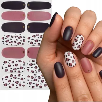 Samolepky na nehty ozdobné gelové panterka třpytky hybridní