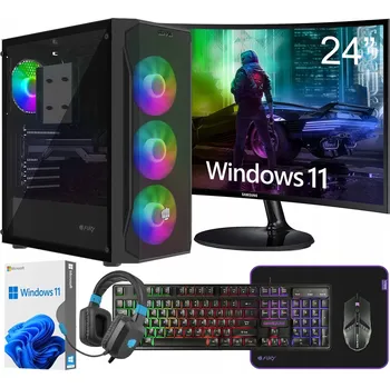 Stolní počítač POČÍTAČ PRO HRY CORE i7 RTX 4060 16GB RAM SSD 512GB MONITOR 24 WINDOWS 11