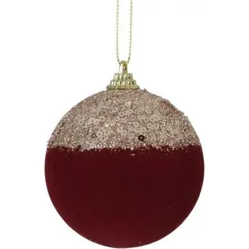 Vánoční ozdoba Vánoční Koule bordó s flitry 8 cm