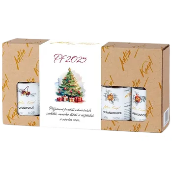 Alkoholický nápoj Set Anton Kaapl Přírodní dárkové balení destilátů s vánočním přebalem 5 x 0,05l