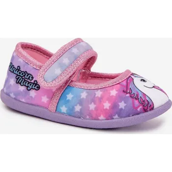 Dívčí baleríny Boto Balerínky Pantofle Pro Dívky Na suchý zip UNICORN Silviera Barva: Růžová, Velikost: 24
