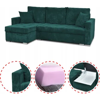 Sedací souprava Rohová Sedací Souprava Bonito rozkládací s funkcí spaní Family Meble manšestr světle šedá