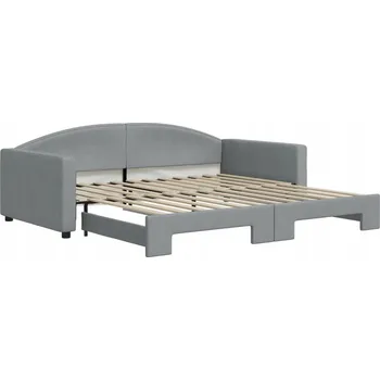 Pohovka Rozkládací lehátko/pohovka světle šedá 223 x 110 x 75 cm, 223 x 212,5 x 75 cm