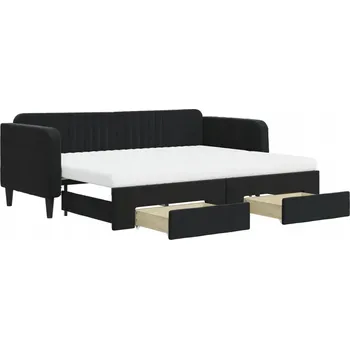 Pohovka Rozkládací pohovka s úložným prostorem, černá, 223 x 90 x 75 cm