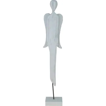 Anděl dřevěný úzký vysoký bílý 46 cm (Socha anděla ze dřeva)