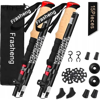 Trekingová hůl TREKINGOVÉ HOLE SKLÁDACÍ 115-135 CM LEHKÉ HLINÍKOVÉ 7075 SADA KONCOVEK