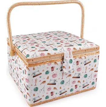 Organizér galanterie Kazeta / košík na šití čalouněný Varianta: 1 bílá galanterie, Balení: 1 ks