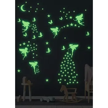 Samolepící dekorace Sada svíticích samolepek na zeď: Víly (6 archů) (SAM7)