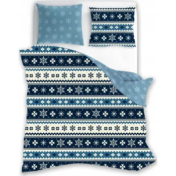 Povlečení Vánoční Povlečení Magická zima 200x220 skandinávská modrá a tmavě modrá