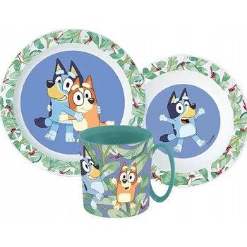Bluey Tropická jídelní sada, mikro plastová sada s hrnkem 390 ml