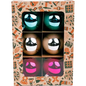 Vánoční dekorace Folkstar retro Vánoční baňky na stromeček tyrkysově-stříbrno-růžové 3x2 ks