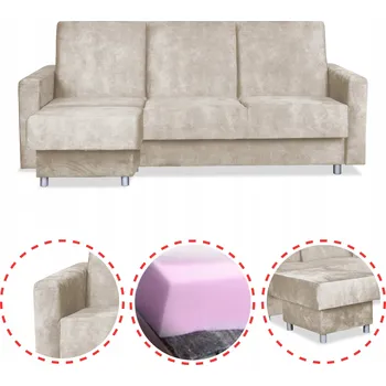 Sedací souprava Rohová Sedací Souprava Alice s taburetem rozkládací pohovka Family Meble béžová