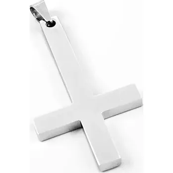 Šperk Ocelový přívěsek - Obrácený kříž sv. Petra velký (6,3 x 3 x 0,35 cm)