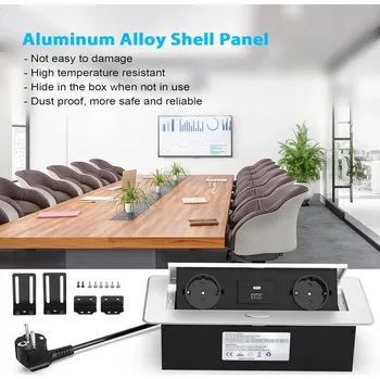 Elektrická zásuvka Výsuvná zásuvka HANNELORE USB-C PD20W hliníková stříbrná 2 zásuvky do desky