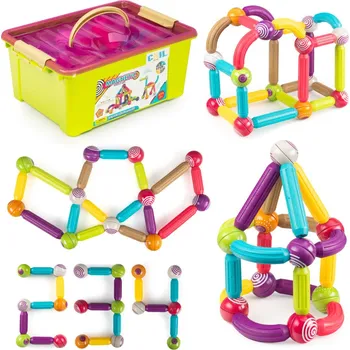 ostatní stavebnice Sada magnetických kostek pro děti 46 el. prvky barevné tyčinky