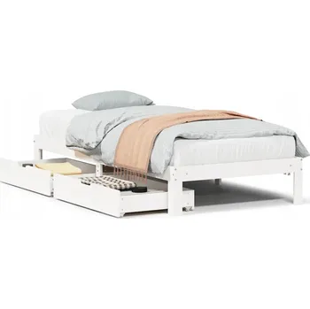 Postel Rám postele borovice bílá s šuplíky 193,5 x 93,5 x 30 cm