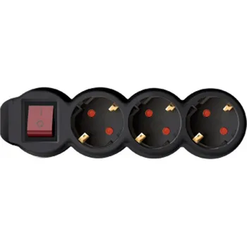 Napájecí kabel Home NV 3K-3/BK/1,5 prodlužovací přívod, 3 zásuvky, 3 m, kabel H05VV-F 3G1,5 mm2