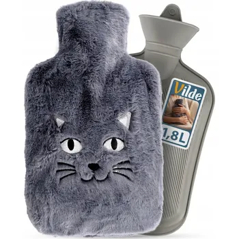 Termofor Velký TERMOFOR S PLYŠOVÝM OBALEM ve svetříkovém pouzdře, gumová ohřívací láhev na vodu XXL