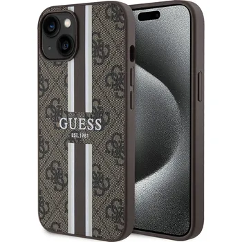 Telefonní příslušenství Guess Hardcase 4G Printed Stripes MagSafe iPhone 15 Hnědá
