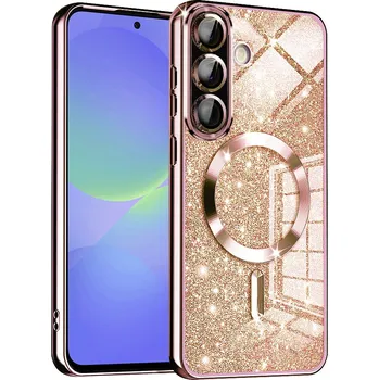 Pouzdro na mobilní telefon Techsuit Luxury Glitter MagSafe pro Samsung Galaxy A36 5G A56 5G růžově zlatá