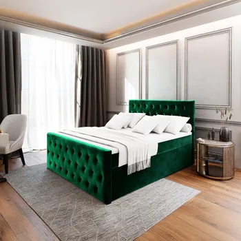 Postel SFAB Kontinentální čalouněná postel FONT (180 x 200 cm) Barva látky: KRONOS 19 (Smaragdová zelená)