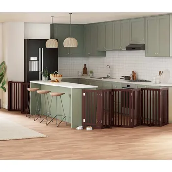 klec pro psa vidaXL Zábrana pro psy s dvířky skládací 12 panelů 600 cm topol [3155663] Barva: Hnědá