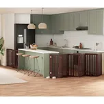 vidaXL Zábrana pro psy s dvířky skládací 9 panelů 450 cm topol [3155656] Barva: Hnědá