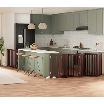 klec pro psa vidaXL Zábrana pro psy s dvířky skládací 9 panelů 450 cm topol [3155656] Barva: Hnědá