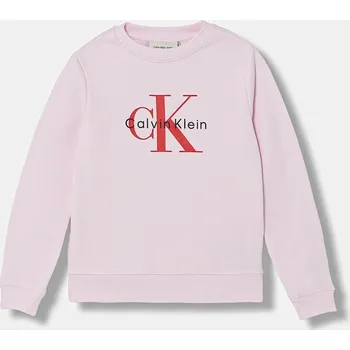 Chlapecká mikina Dětská bavlněná mikina Calvin Klein Jeans růžová barva, s potiskem, IU0IU00714 IU0IU00714.128.176.PPY2 30X, vel. 164