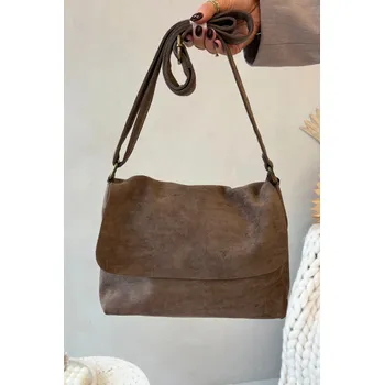 Kabelka Boto Kabelka Poštní Taška Z Eko Semiš Carenza Barva: Béžová, Velikost: ONE SIZE