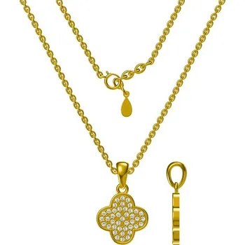 Náhrdelník Argento 92095 Stříbrný náhrdelník - čtyřlístek, čiré kulaté zirkony, délka 43 až 46 cm