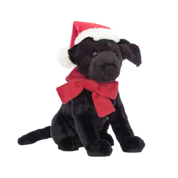Vánoční dekorace Jellycat Pes labrador Black s vánoční čepičkou 22 cm