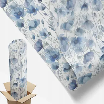 Obraz Mléčná Matná Fólie na Skleněné Dveře a Okna 50x116 cm Květiny Akvarelem