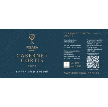 Víno cabernet cortis 2023, výběr z bobulí, Polivka Winery, suché