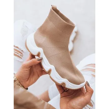 Dámské kozačky Dámské ponožkové boty SOCKY khaki barva