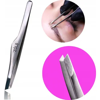 Kosmetická pinzeta Profesionální pinzeta na obočí ZOLA SILVER (šikmá) color series