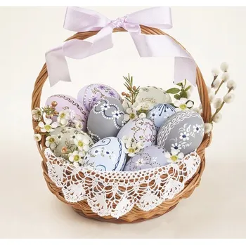 Papírový ubrousek VELIKONOČNÍ SERVÍTKY KOŠÍK S KRASLICEMI 33X33 CM 20 KS