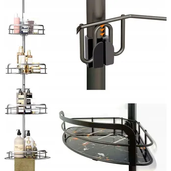 Koupelnový nábytek BETTER HOME Rohová teleskopická police do koupelny černá