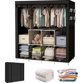 Šatní skříň LÁTKOVÁ SKŘÍŇ TEXTILNÍ ŠATNÍ SKLÁDACÍ REGÁL VĚŠÁK