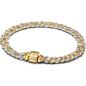 Řetízek PANDORA Náramek Dvoubarevný kubánský řetízek s pavé 16