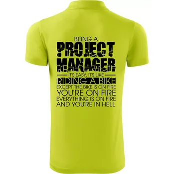Pánská košile Being A Project Manager - bike - Polokošile Victory sportovní (dresovina) - XL ( Limetková )