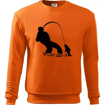 Pánská mikina Rybář tahající rybu - Mikina Essential pánská - 3XL ( Oranžová )