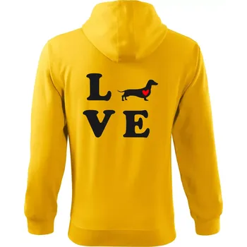 Pánská mikina Jezevčík - Love - Mikina s kapucí na zip trendy zipper - M ( Žlutá )