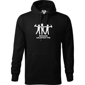 Pánská mikina Ženichův chlastací tým - Mikina pánská Cape s kapucí - 5XL ( Černá )