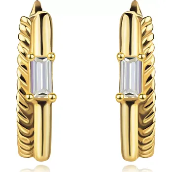 Náušnice Kloubové náušnice ze žlutého zlata 585 - strukturovaný prsten se zirkony