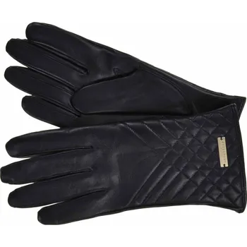 Rukavice Dámské černé kožené rukavice s prošíváním - Seeberger Velikost Rukavice: 7 (M)