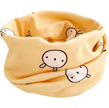 Šála Dětská kruhová šála 30 x 22 cm Bavlněná přes hlavu Žlutá s motivem králíka Měkký pohodlný doplněk pro chlapce i dívky Teplá elastická šála pro každodenní nošení